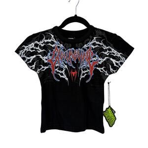 Civil Regime x Marvel Baby Tee Womens Medium Black Spiderman And Me Zombies NWT